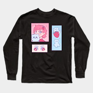 Strawberry Girl and her Strawberry Cats Long Sleeve T-Shirt